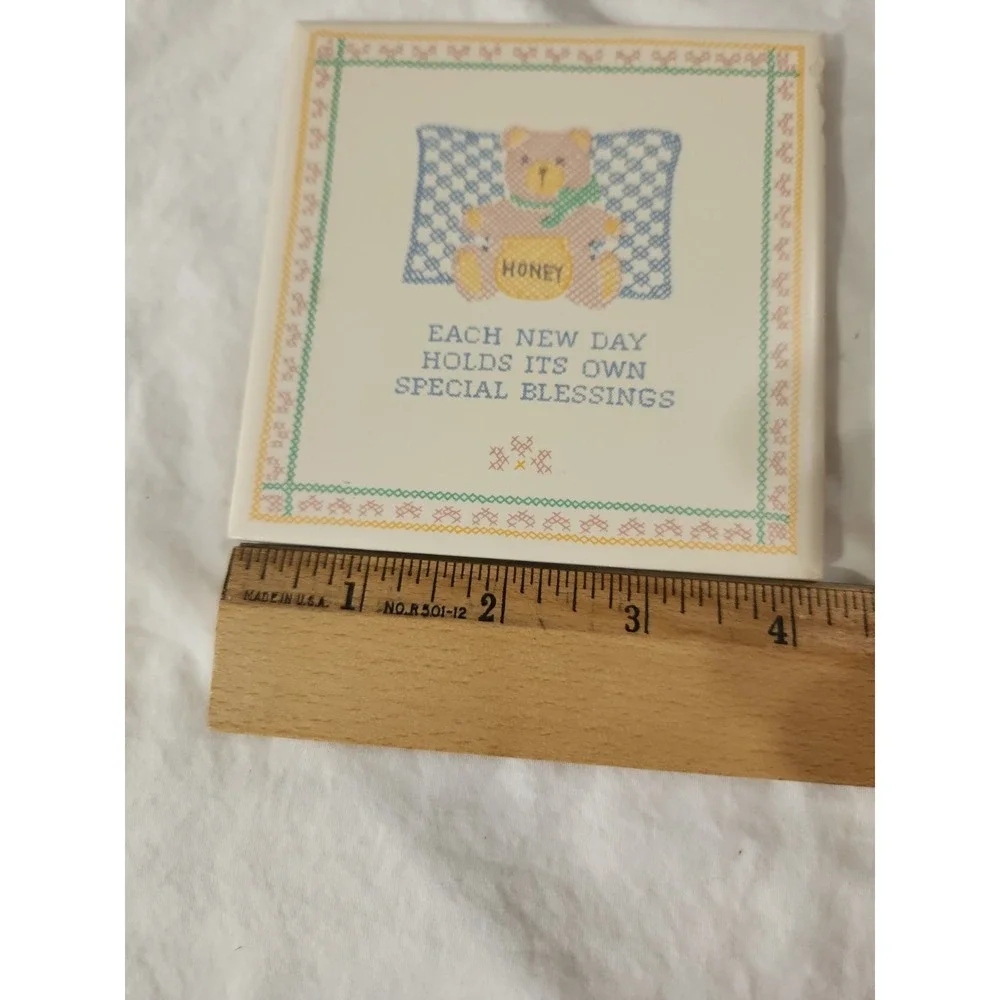 Vintage‎ Russ Trivet Tile Teddy Bear Cottagecore